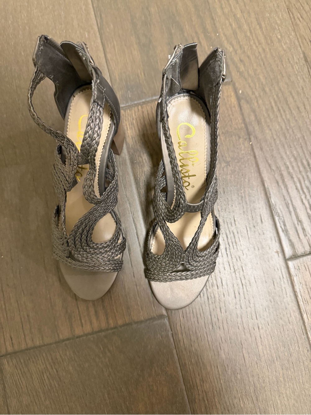 Callisto Braided Cutout Heels - Gray